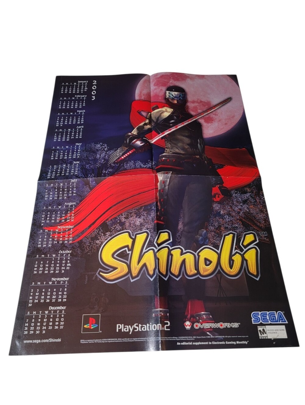2003 Shinobi Calendar & GTA Video Game Promo Poster 2 Sided